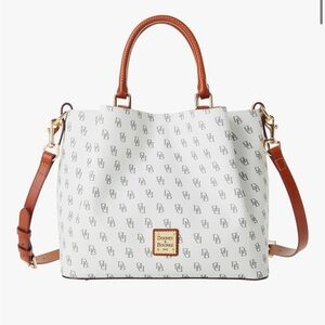 Dooney & Bourke White and Brown Logo Shoulder Bag and wallet used 2 times